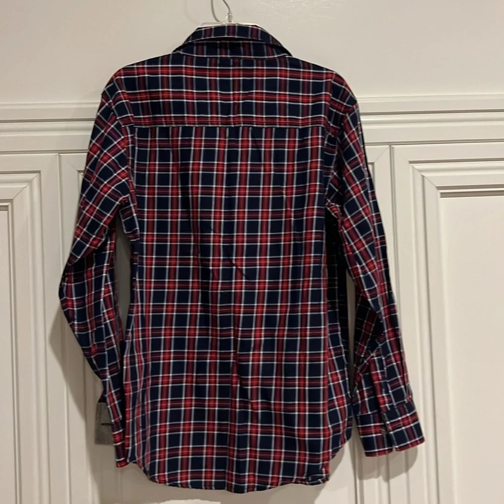 Nautica Plaid Long Sleeve Button Up Top Red, White and Blue Sz L 14/16 - Picture 4 of 7